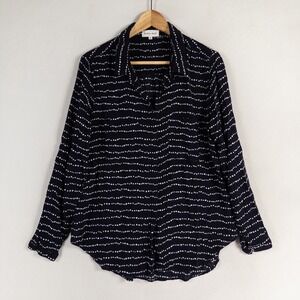 Bella Dahl Shirt Womens XL Navy Blue White Dot Button Up Lightweight Rayon